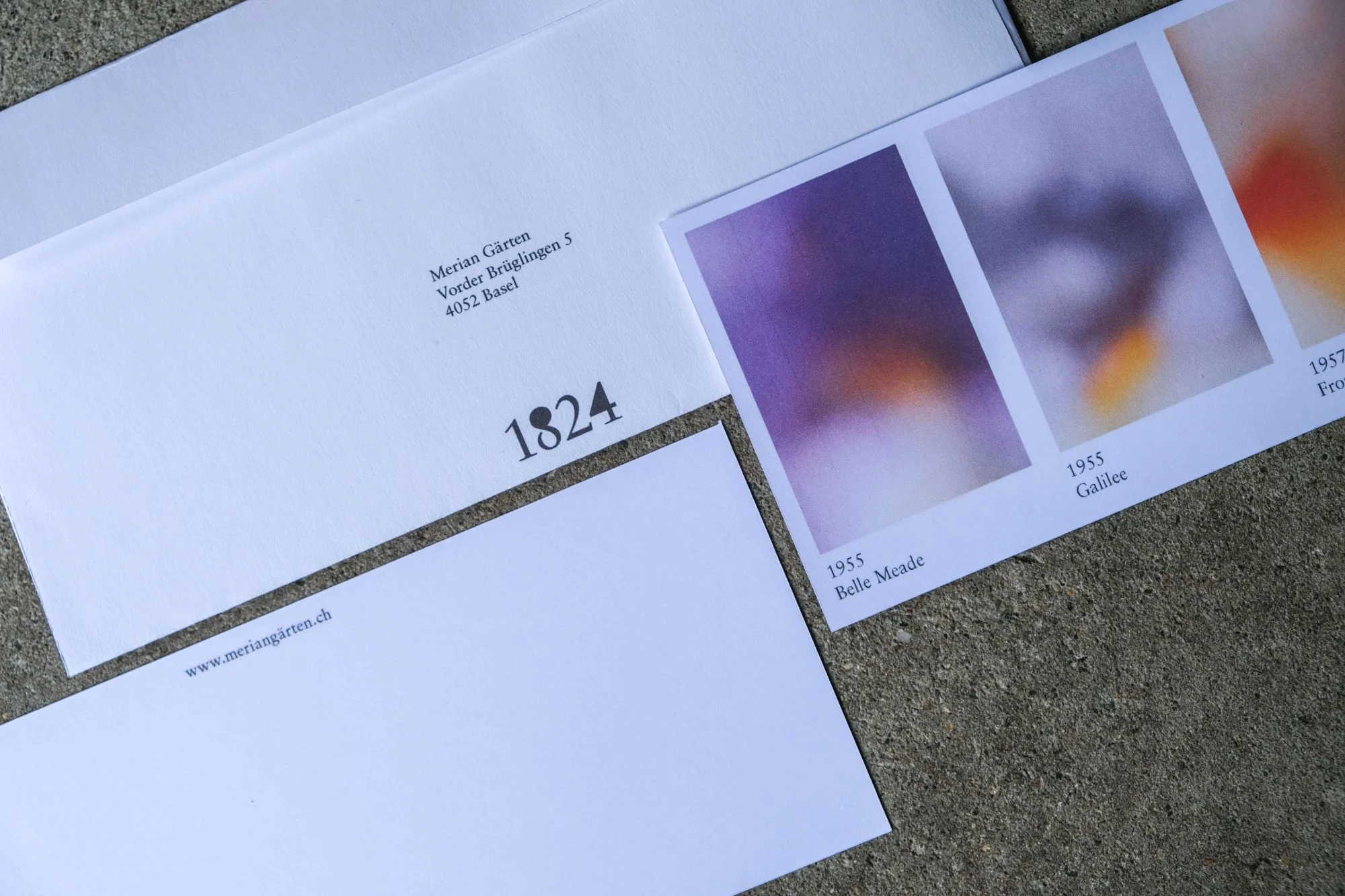 Envelope and flower cards close up