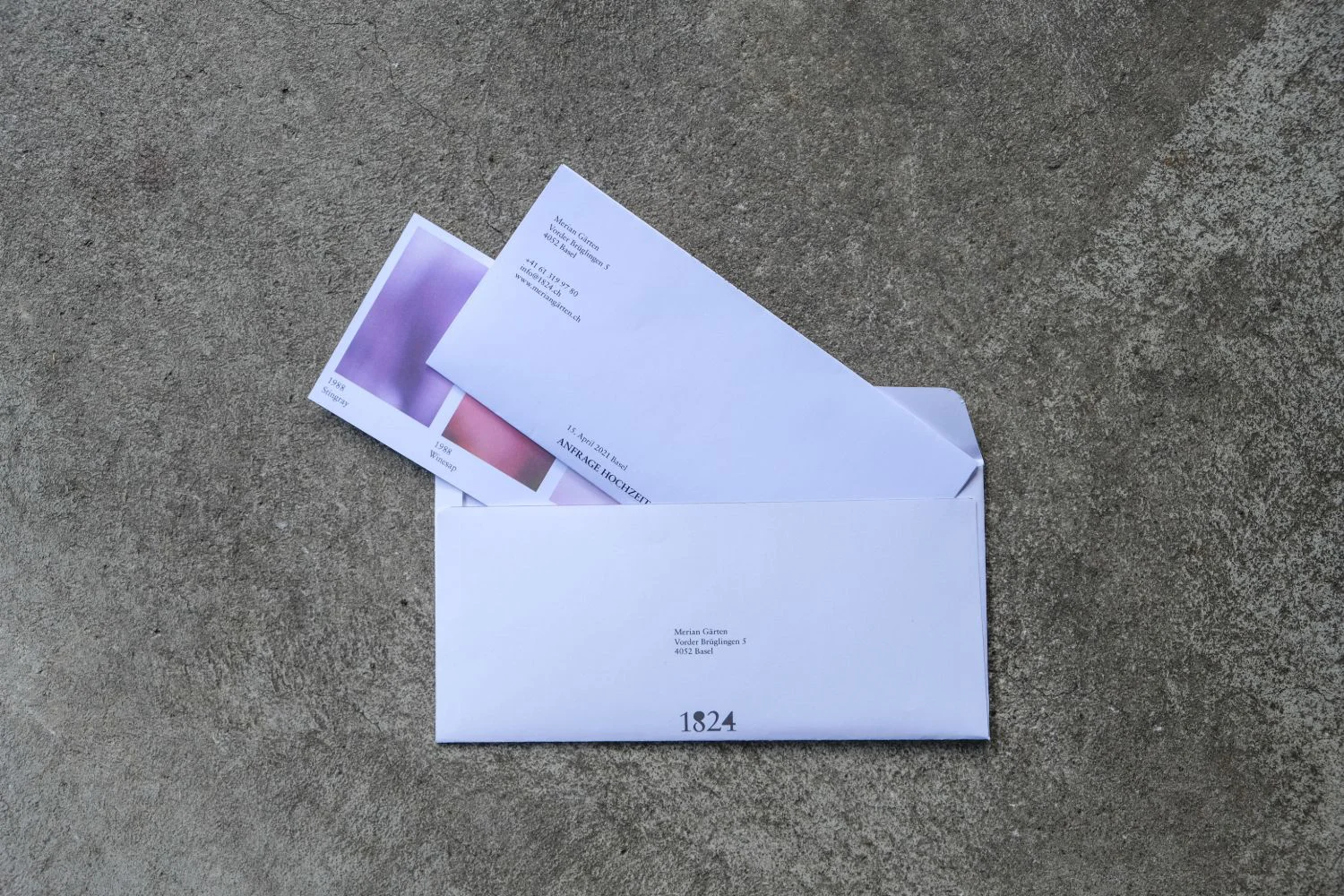 Letter and flower card in the envelope
