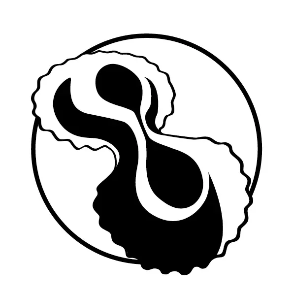 A black and white graphical illustration of farfalle pasta. 
