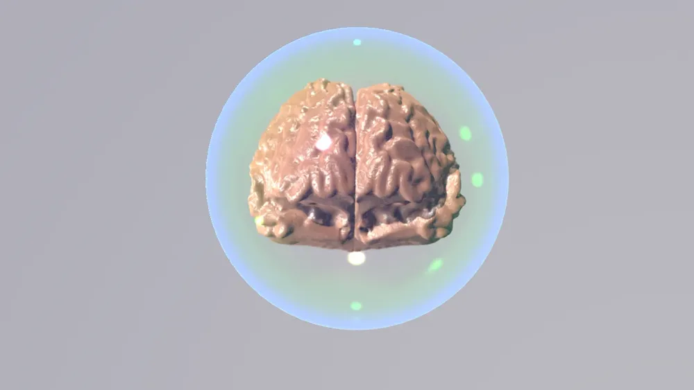 A 3D render of a brain in a bubble. As a part of the project «Einsteins Gehirn» 