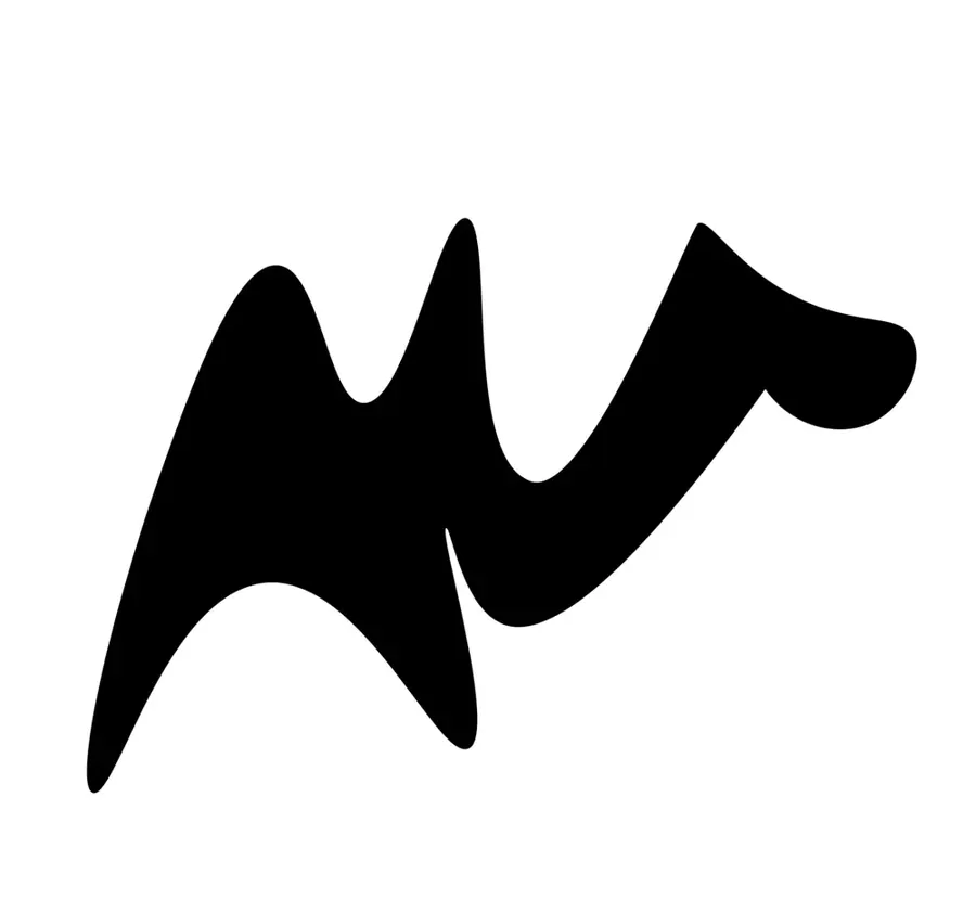 Sign showing an abstract camel of an imaginative signage project for the Zoo Zürich.