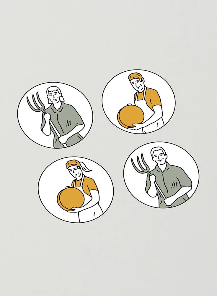 Pictograms: farmers and cheese makers