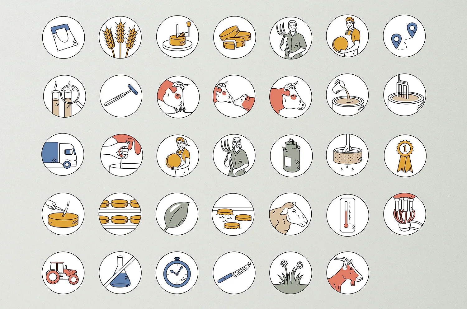 The full set of cheese pictograms