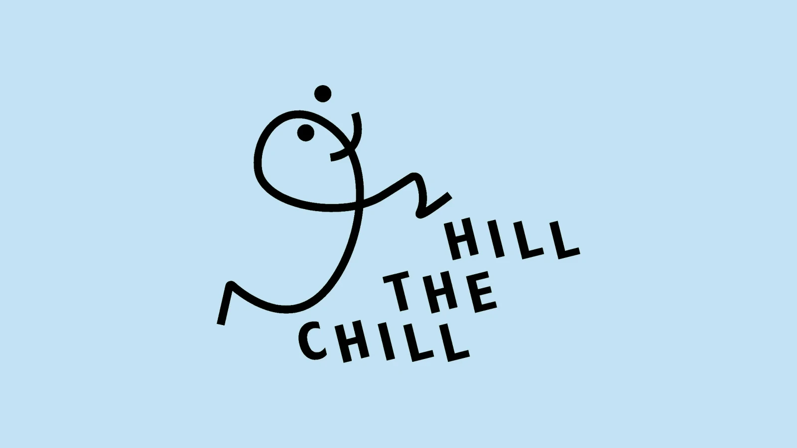 Logo Chill the Hill with a running figure on light blue