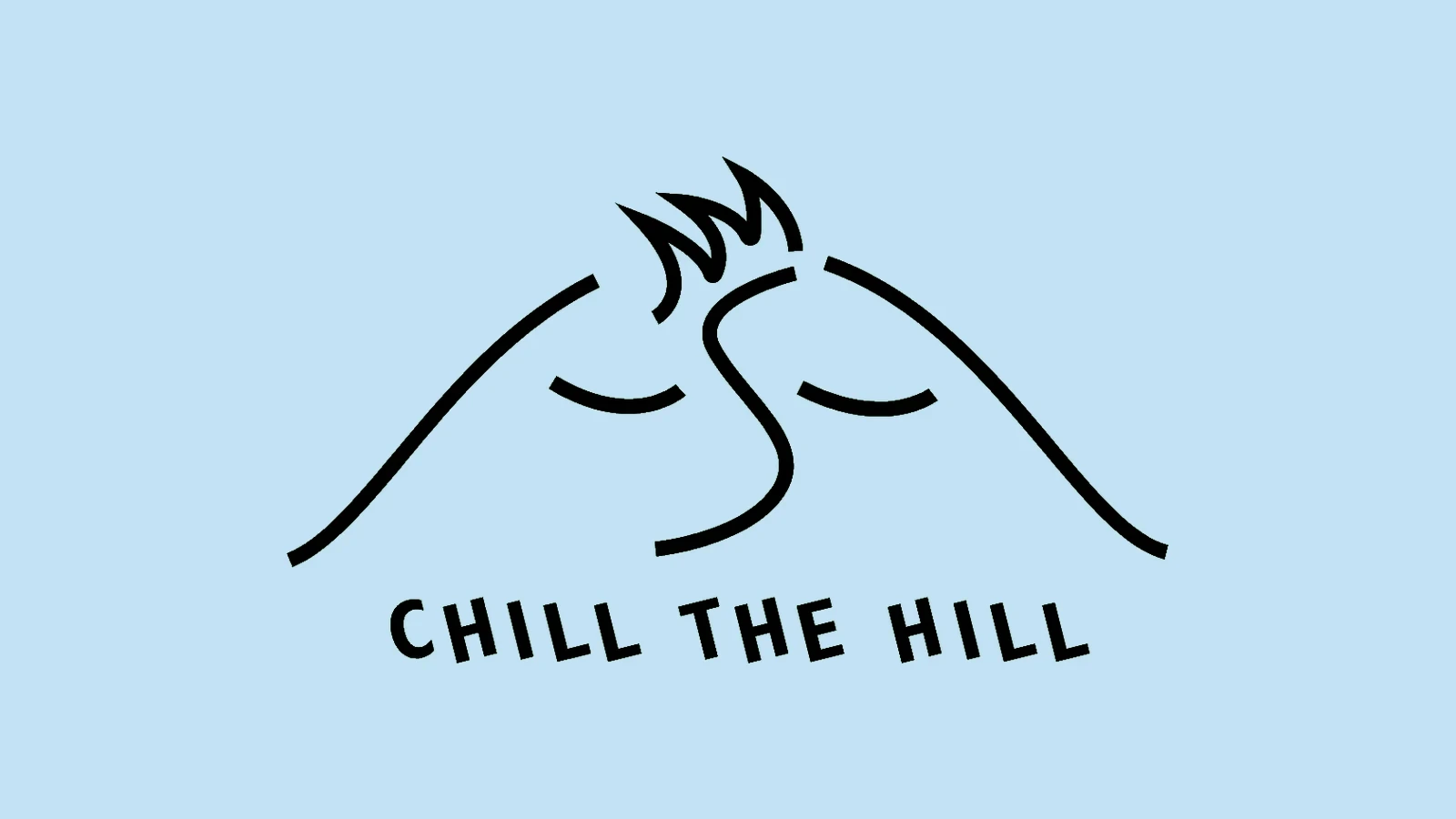 Logo Chill the Hill with a mountain on light blue