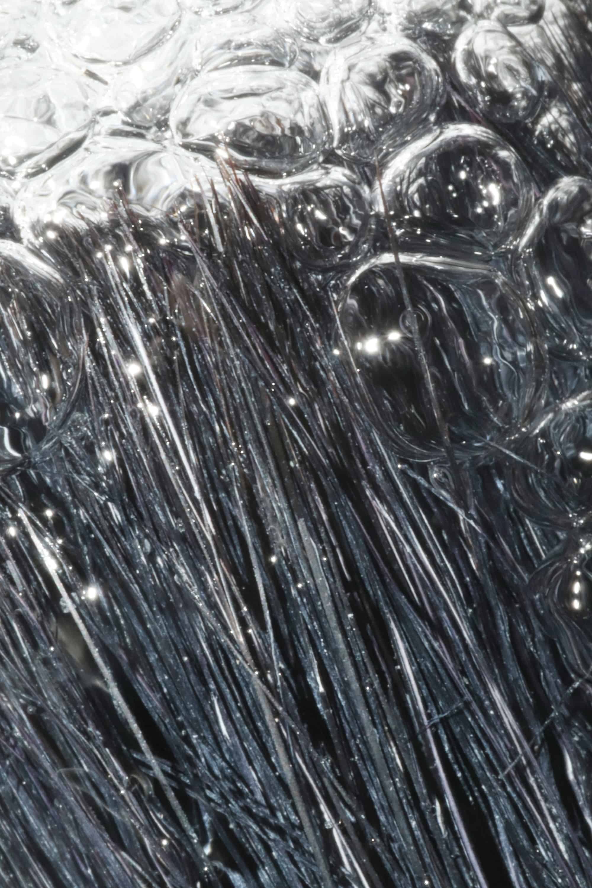 Photography of different textures and water. With brush bristles and bubbles.