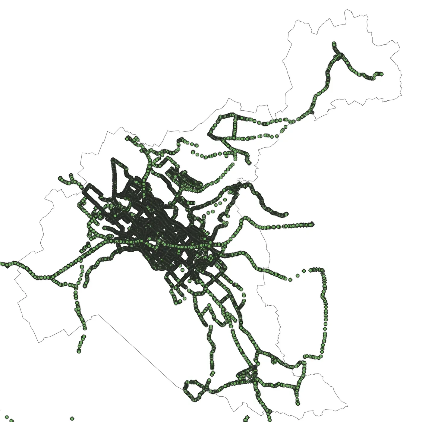 Map of all recorded WLAN points in and around Pfäffikon ZH