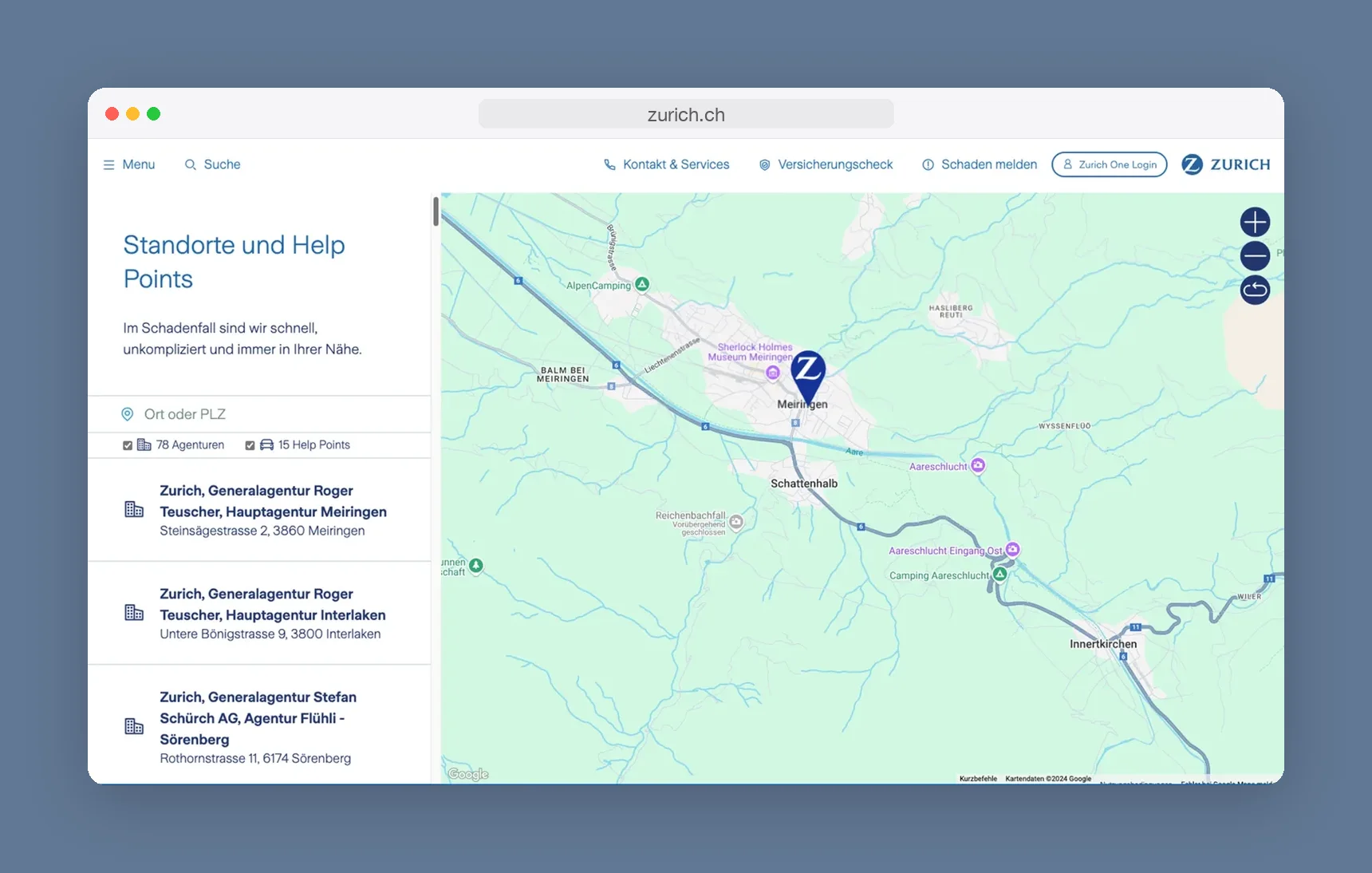 Old location finder on desktop