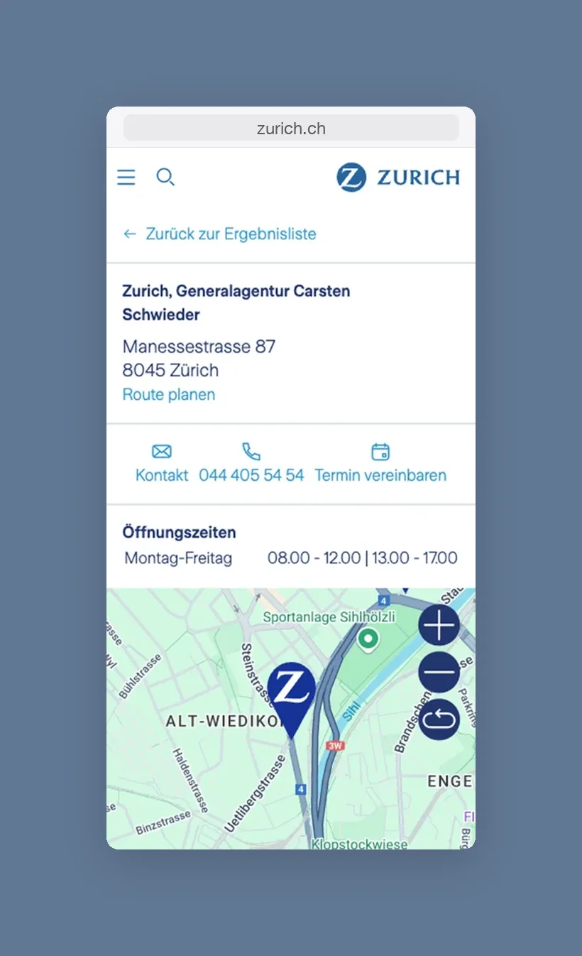 Old detail page on mobile